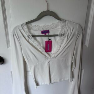 Edikted White Lace Detail Blouse